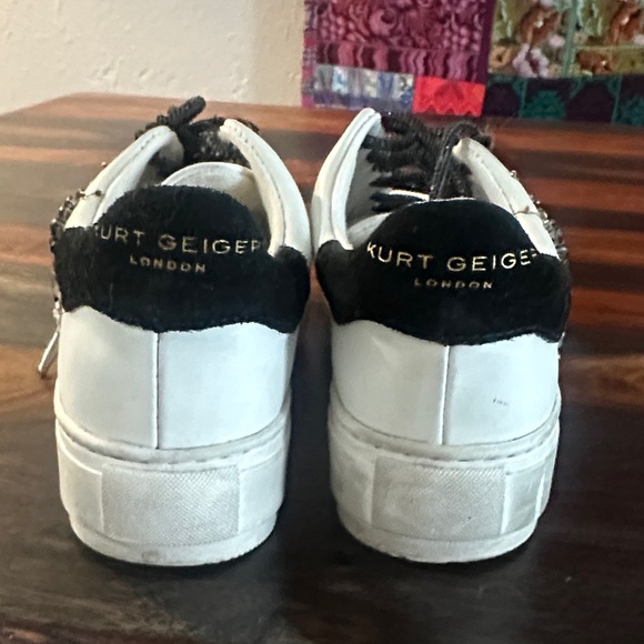 Kurt Geiger White Sneakers with Black and Green Eye Design - Picture 2 of 6